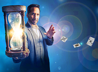 David Minkin performs with the Carnival of Illusion Theater